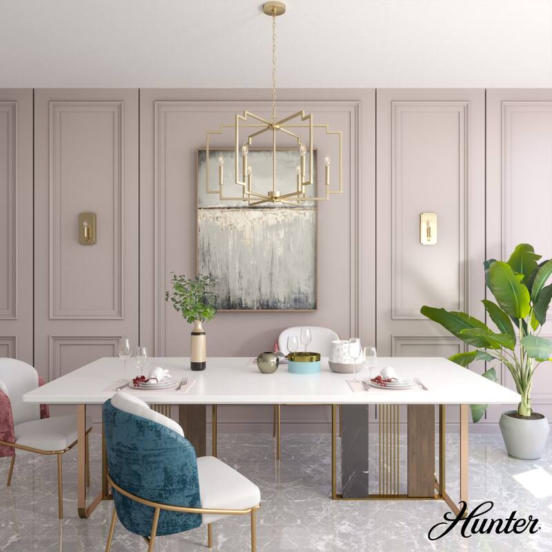 Hunter Zoanne 6-Light Modern Geometric Chandelier - Entry, Dining Room - Contemporary, Transitional