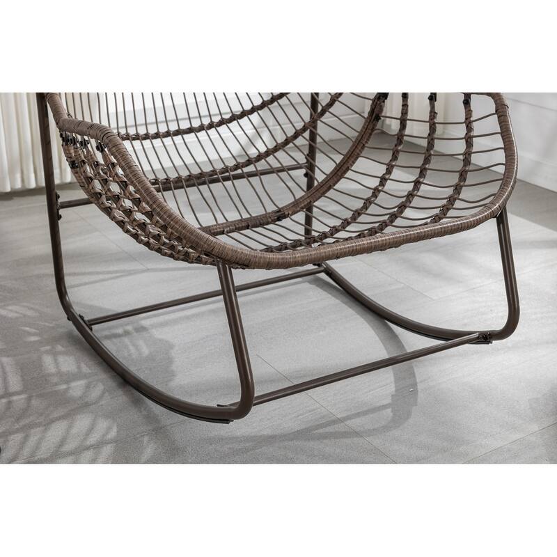Rocker Recliner Chair Rattan Rocking Chair with Padded Cushion