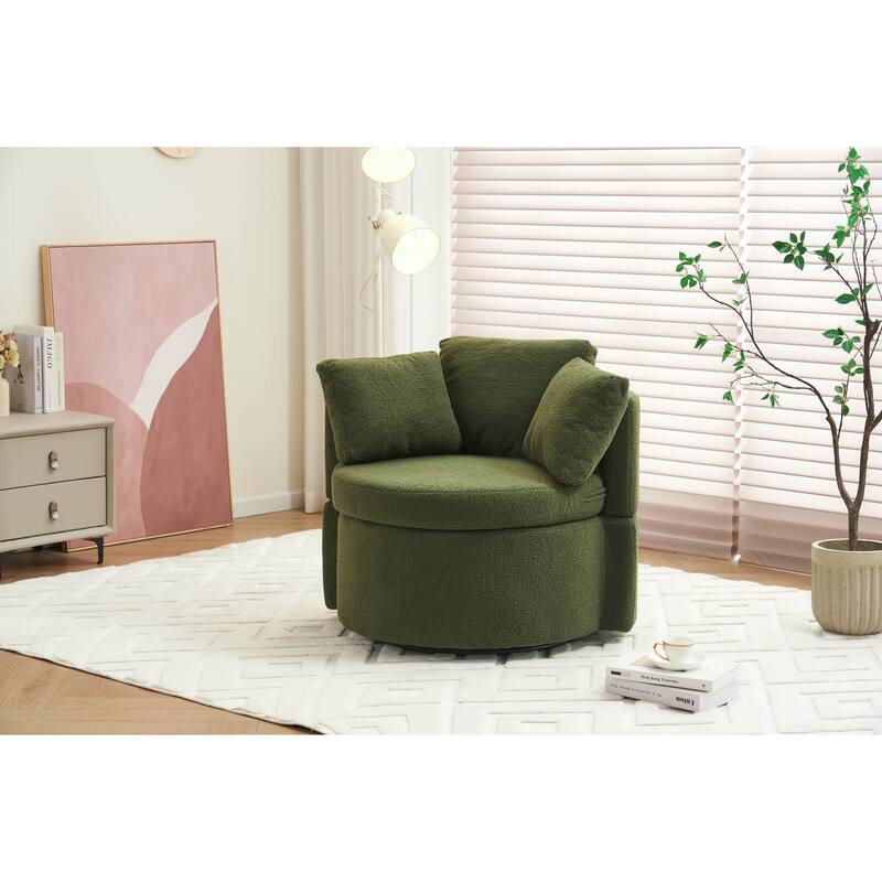 31.5" Swivel Barrel Chair with Storage