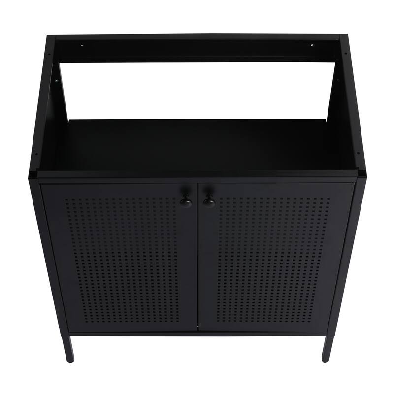 30 Inch Freestanding Bathroom Vanity Base with Adjustable Shelf and Punch-Hole Doors, Excluding Top Sink