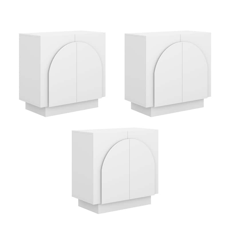 Iris Wooden Accent Cabinet, Sideboard Credenza or TV Stand with Arched Cabinet Doors and Adjustable Shelves