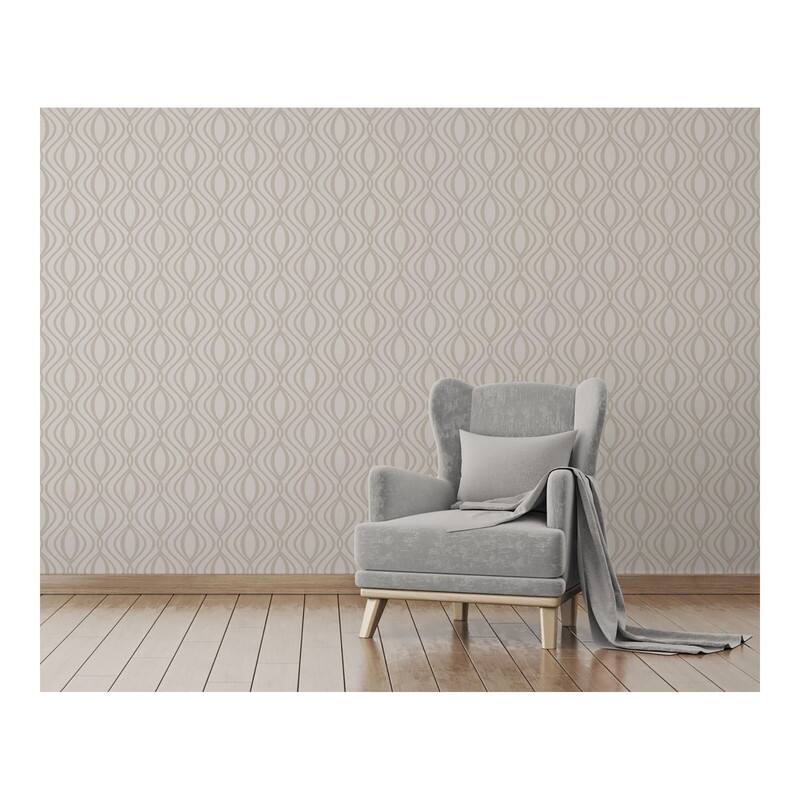 Fine Decor Quentin Neutral Ogee Wallpaper - 20.5 x 396 x 0.025