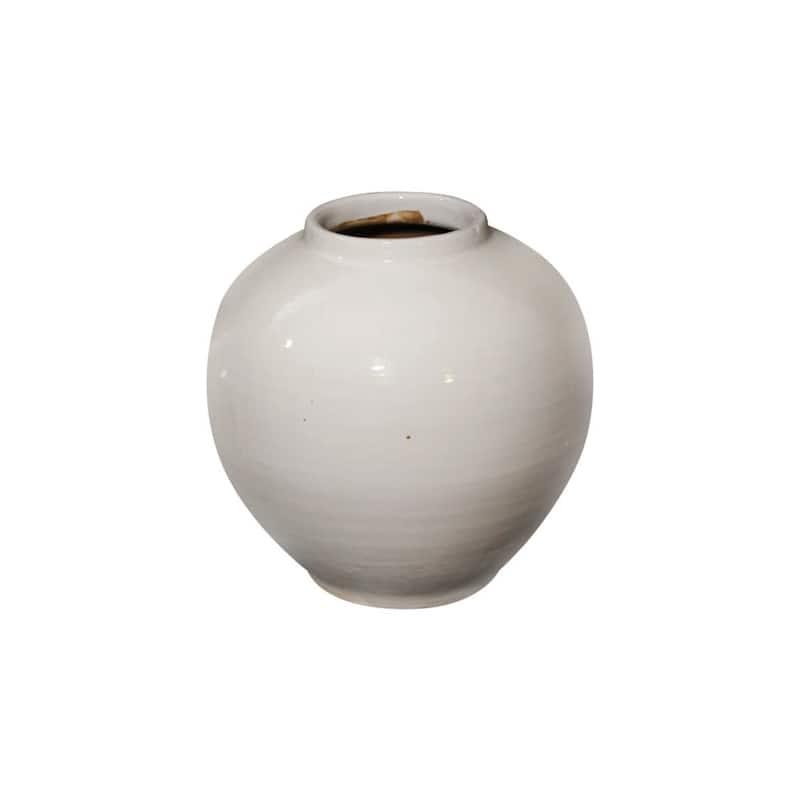 Artissance 9"H Creamy White Ceramic Apple Shaped Pot - Small - 8.6" L x 8.6" W x 9" H - 8.6" L x 8.6" W x 9" H - Antique Green