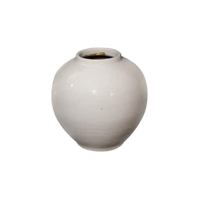 Artissance 9"H Creamy White Ceramic Apple Shaped Pot - Small - 8.6" L x 8.6" W x 9" H