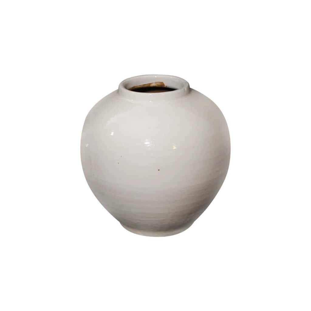 Artissance 9"H Creamy White Ceramic Apple Shaped Pot - Small - 8.6" L x 8.6" W x 9" H