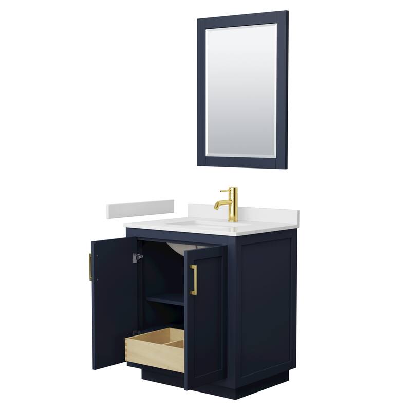 Miranda Single Vanity Set, Cultured Marble Top, 24-Inch Mirror