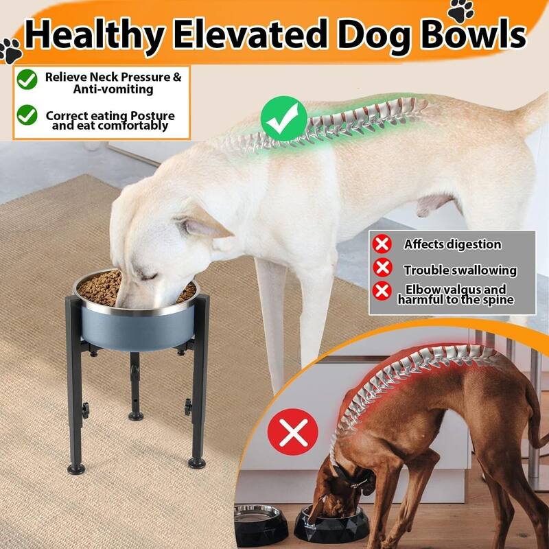 Adjustable Elevated Dog Bowl Stand for Medium and Large Dogs, 7-11" Wide, 4 Heights Metal Raised Feeder (Bowl Not Included)