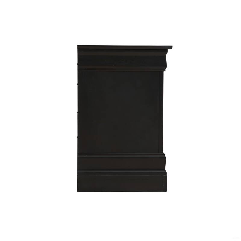Classic Black Nightstand with Two Drawers, Traditional Design, Durable Materials