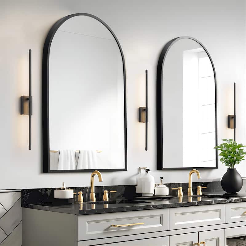 1-Light Modern Gold/Black Linear Bathroom Vanity Light Integrated LED 3000K Rotatable Wall Light