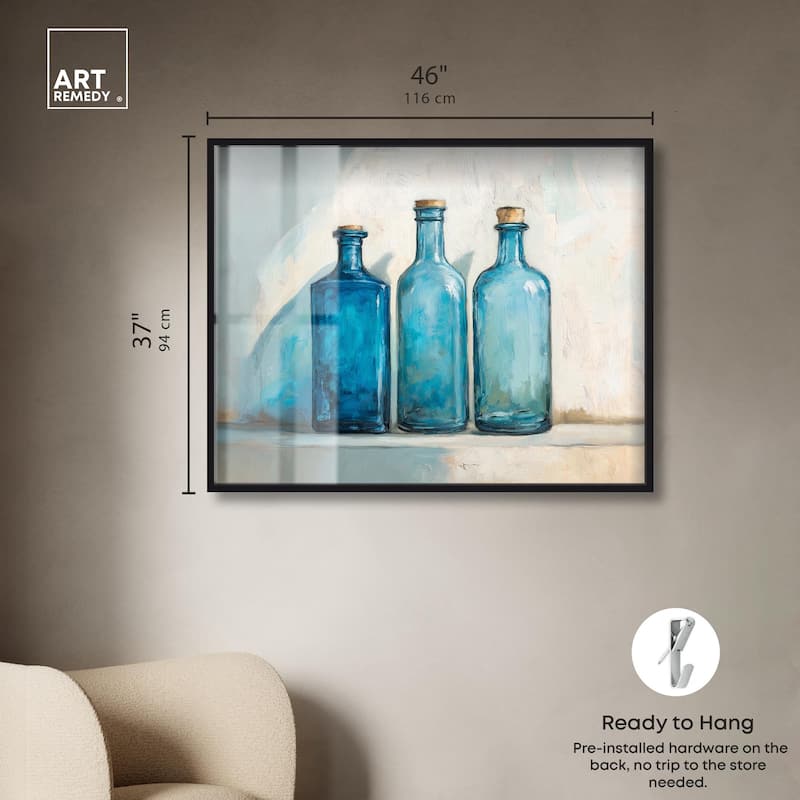 Three Blue Bottles Shadowbox by Art Remedy