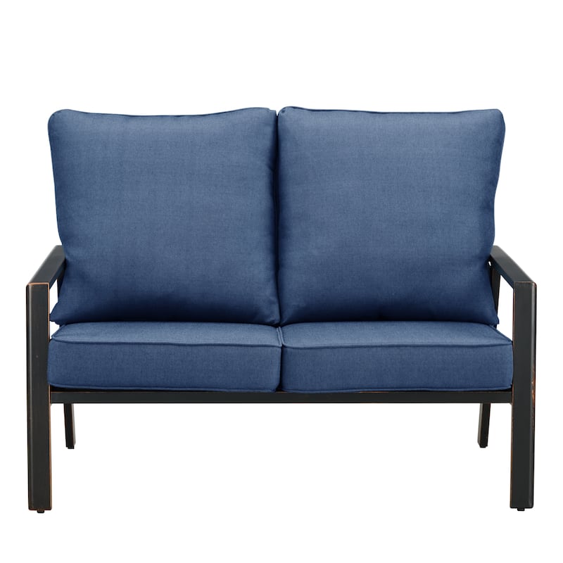 Black Aluminum Deep Seating Deep Seating Loveseat with Cushions