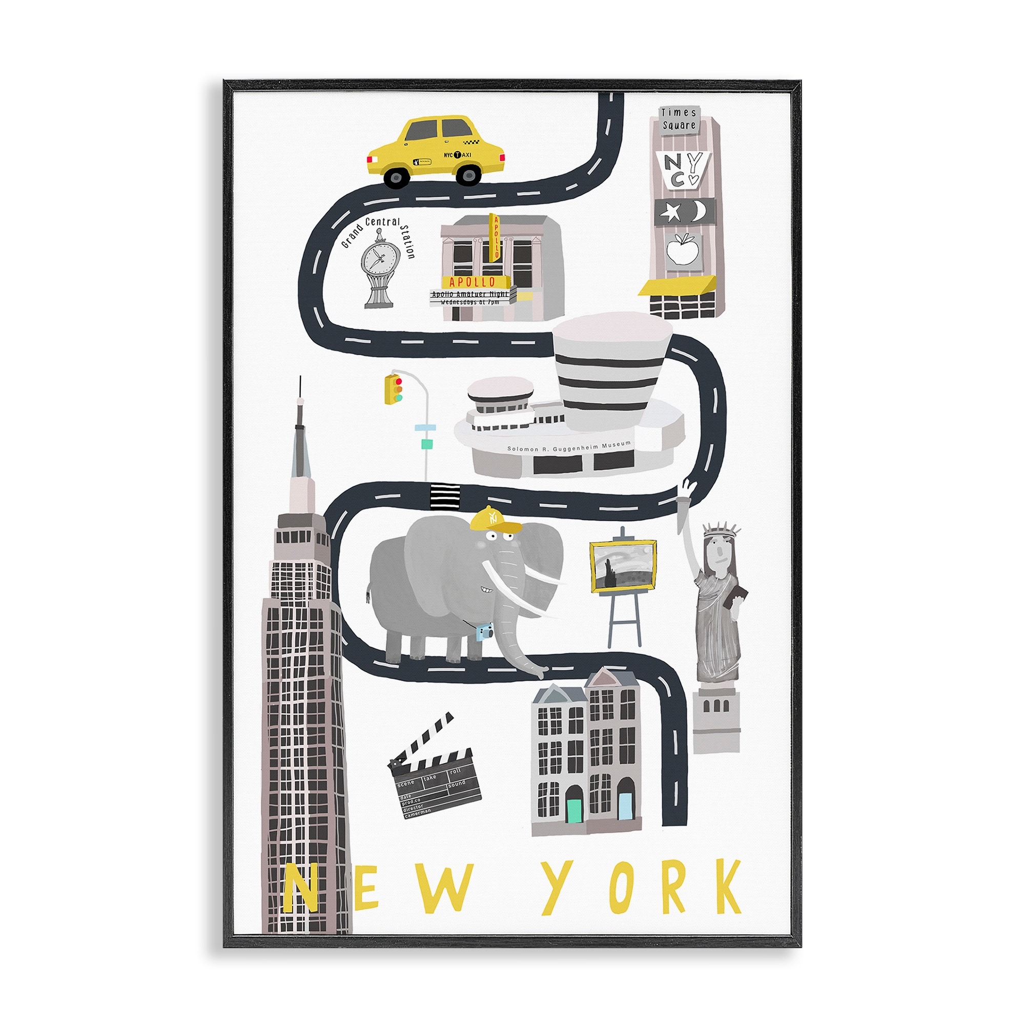 Stupell New York Whimsical Travel City Framed Giclee Art Design By Carla Daly