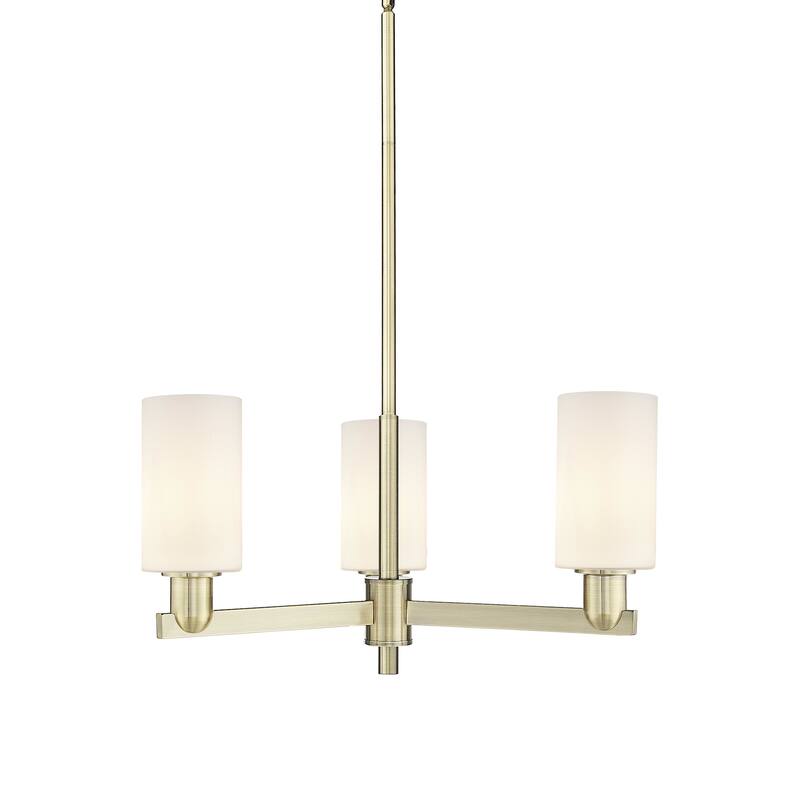 Innovations Lighting 716-3CR-11-26 Clymer Chandelier Clymer 3 Light - Antique Brass / Matte White