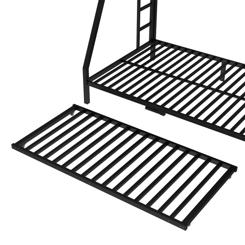 Twin over Full Metal Bunk Bed with Trundle, Black