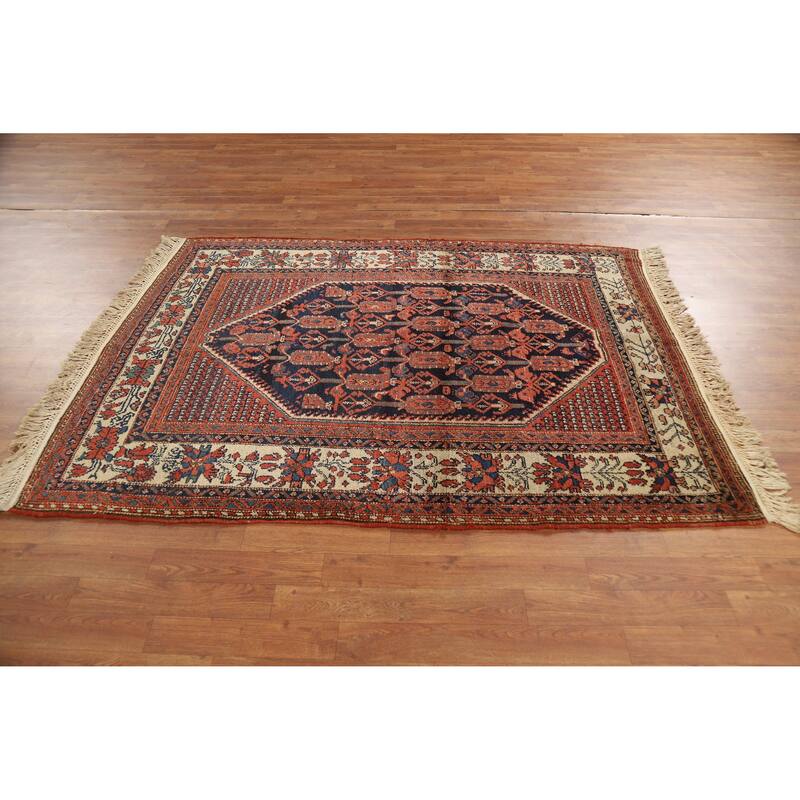 Vegetable Dye Malayer Persian Rug Hand-Knotted Wool Carpet - 4'8"x 6'4"