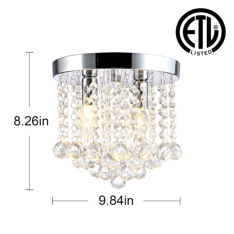 Crystal Flush Mount Ceiling Light Crystal Chandeliers with Crystal Pendant E12 - 2-Light