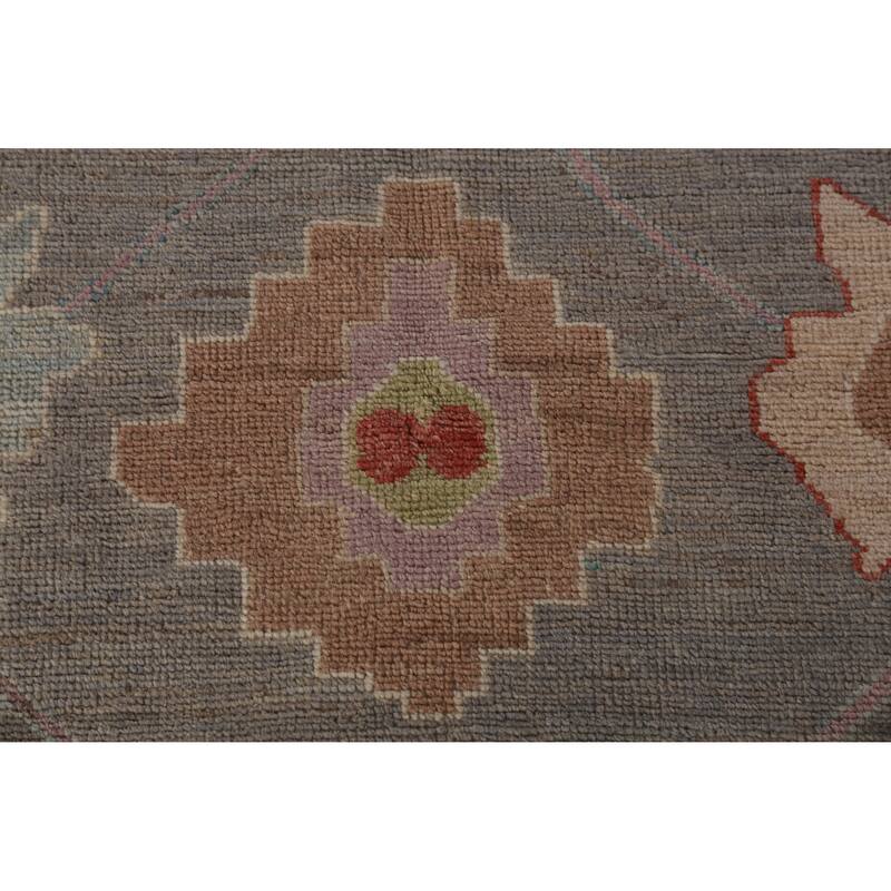 Hand Knotted Oriental 100% Wool Carpet Transitional All-Over Greys & Charcoal Oushak Area Rug - 11' 10'' X 9' 1''