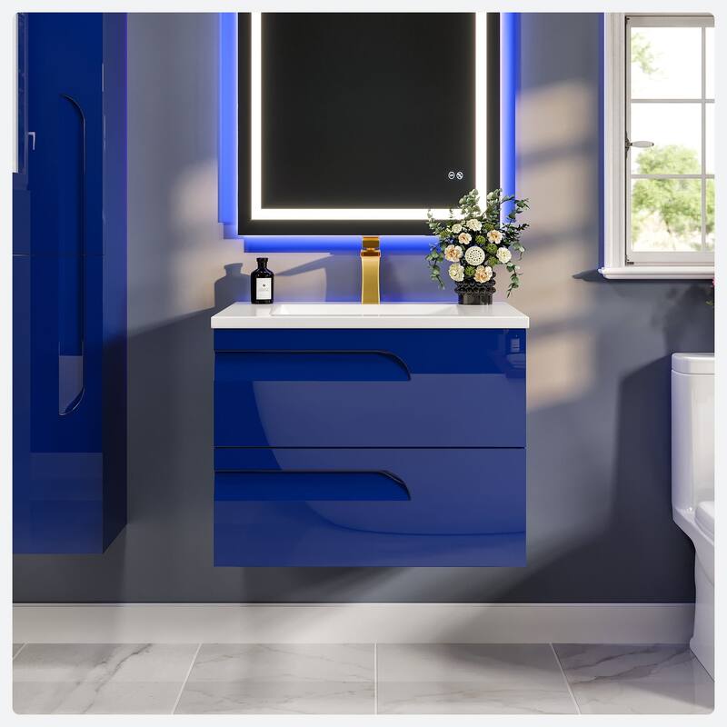 Eviva Joy 24" Wall Mount Bathroom Vanity with Porcelain Top
