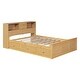 preview thumbnail 12 of 13, Full Size Wooden Platform Bed with Twin Size Trundle, USB Ports, 3-Drawers & Upper Shelves - Stylish Natural Design for Bedroom