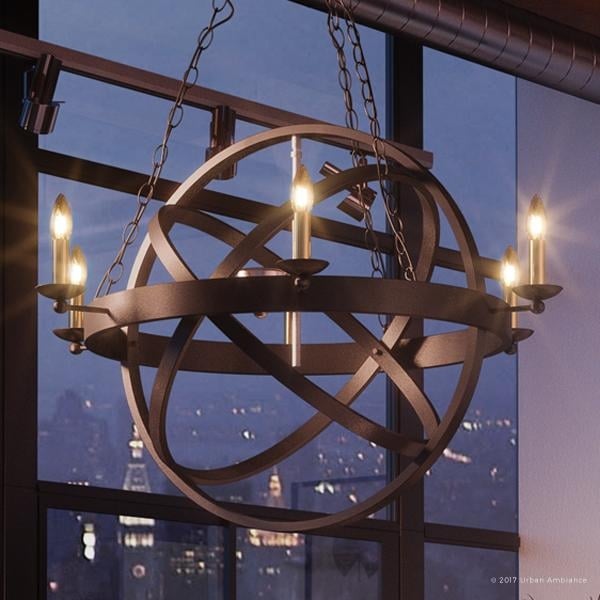 Luxury Vintage Chandelier, 32"H x 26"W, with Transitional Style, Sphere Design, Estate Bronze Finish (60 to 100 Watts - Steel - Bronze - 4 to 6 - - Chandeliers For Bedrooms by Overstock.com