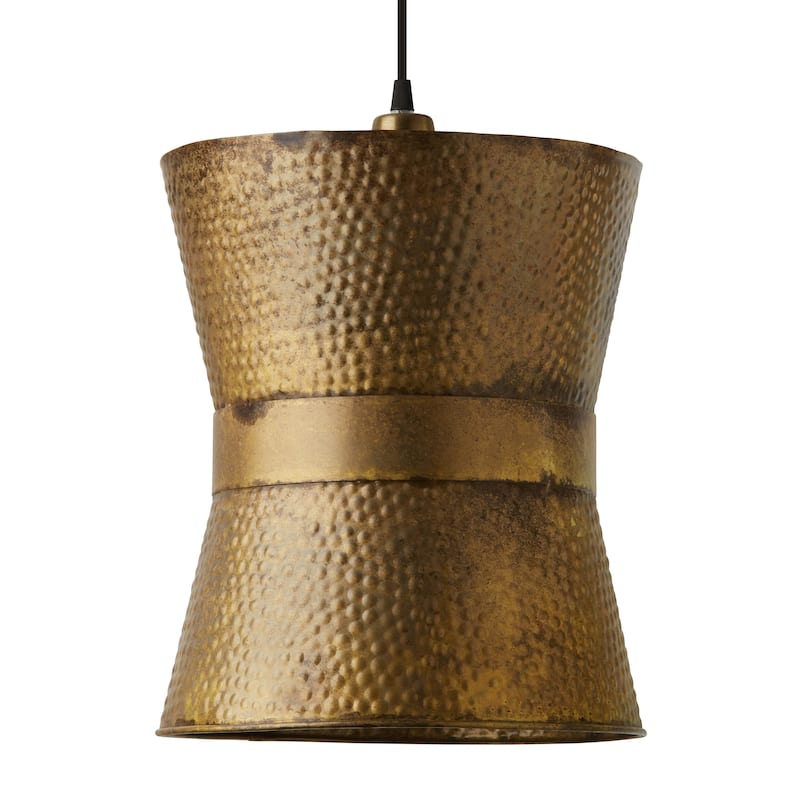 Lyra River of Goods Antique Gold Metal Pendant Light with Adjustable Hanging Cord - 11.75" x 11.75" x 16/81"