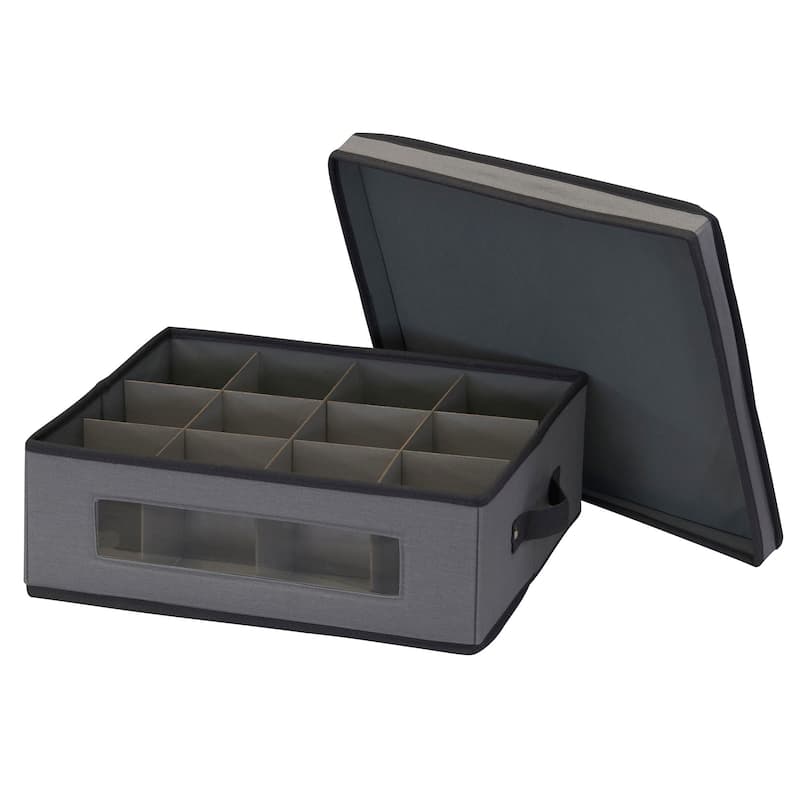 Household Essentials China Cup Chest with 12 Storage Compartments - 13.3"L x 15.5"W x 5.5"H