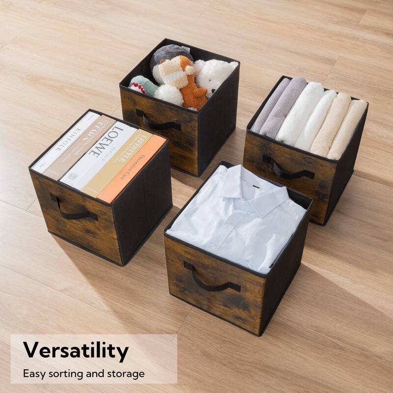 6 Pack Fabric Storage Cube Bins, Collapsible Cube Organizers with Handles