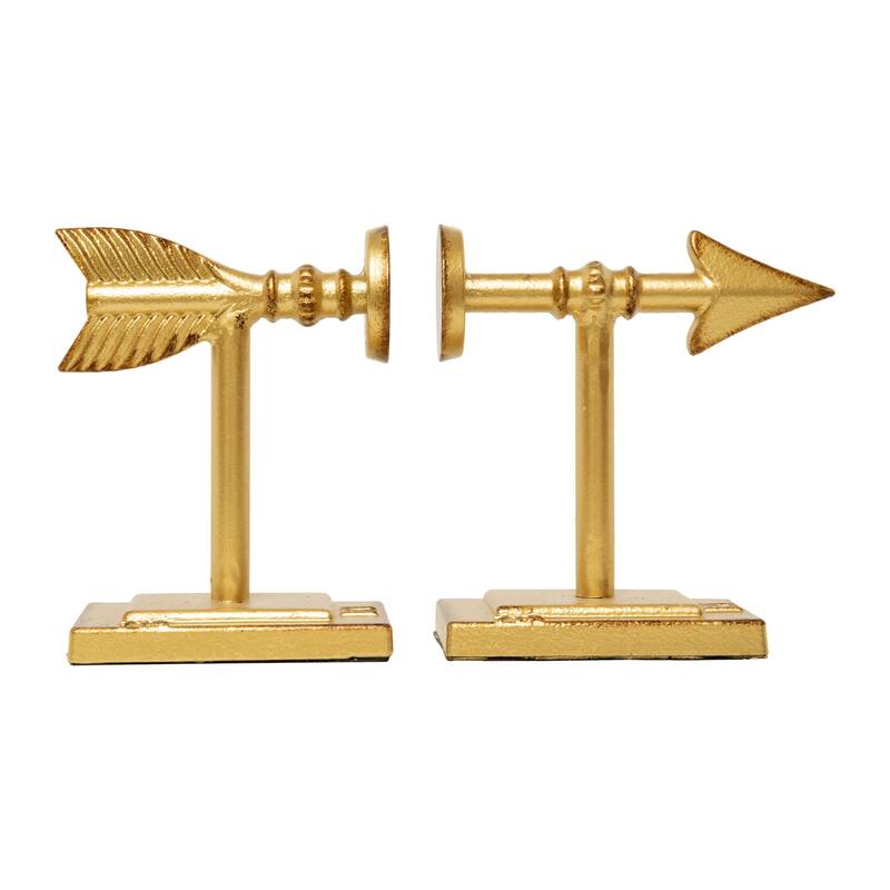 Arrow Shaped Cast Iron Bookends - Gold