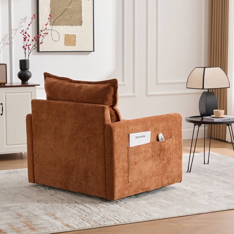 36.22" Chenille Upholstered Single Swivel Chair