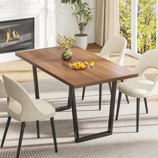 63-inch Wood and Metal Sled Base Dining Table For 6 - Bed Bath & Beyond ...