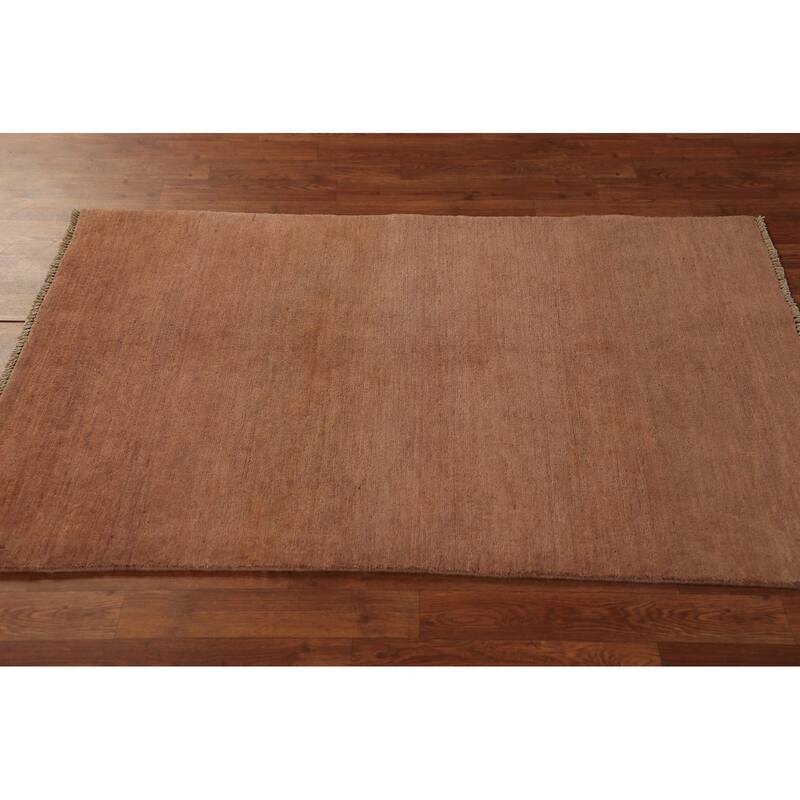 Gabbeh Modern Rug Handmade Brown Tribal Wool Carpet - 3'1" x 4'10"