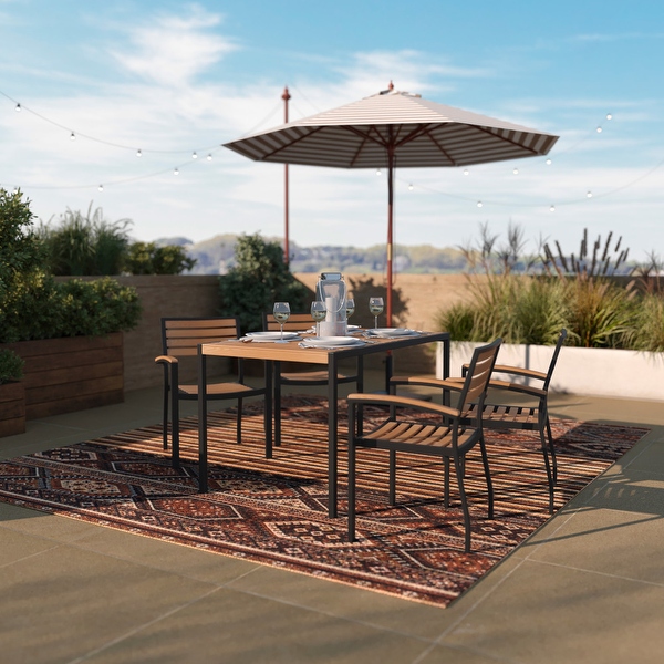 Teak patio table store with umbrella hole