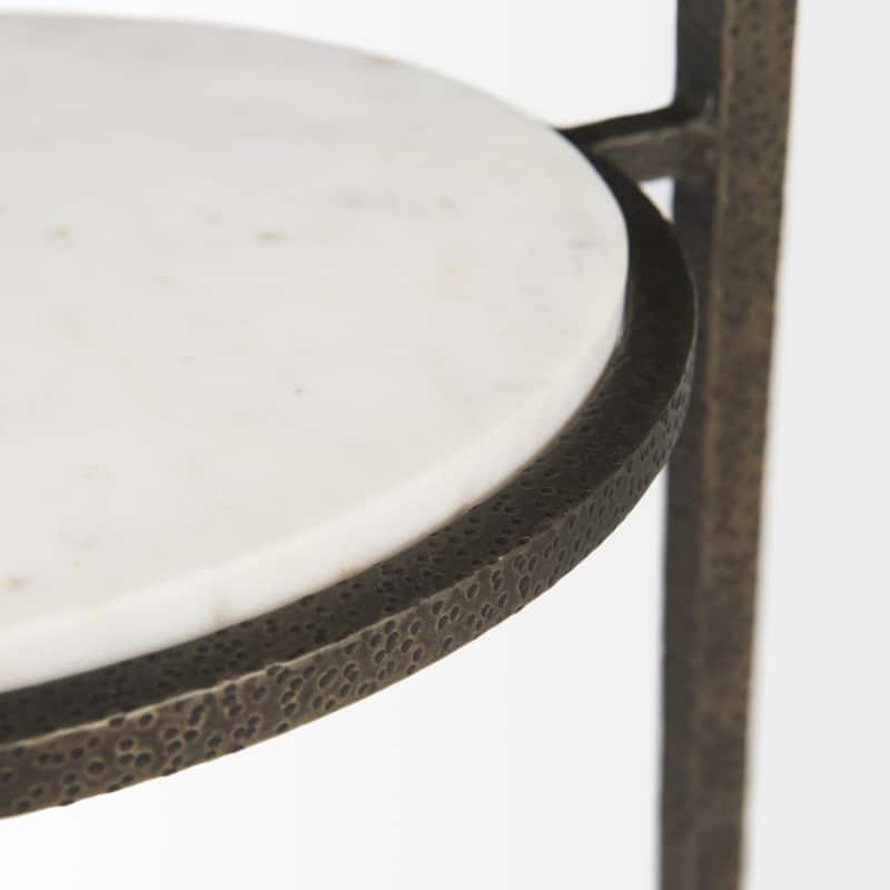 Felicity Glass Top w/White Marble Shelf & Antique Gold Base Coffee Table