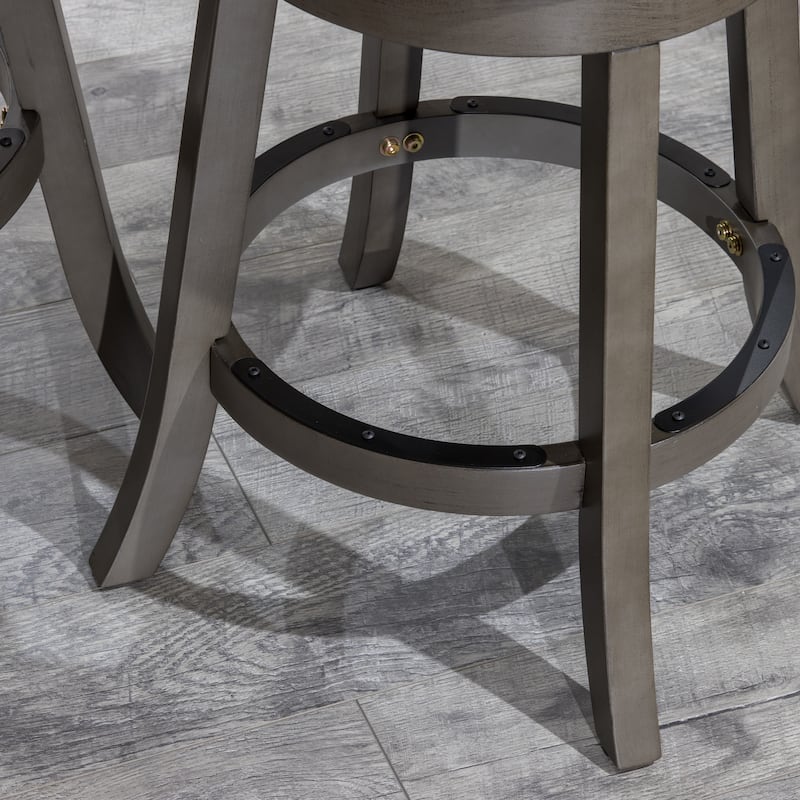 24" Counter Height Slat Back Swivel Stool, Espresso Finish, Charcoal Fabric Seat