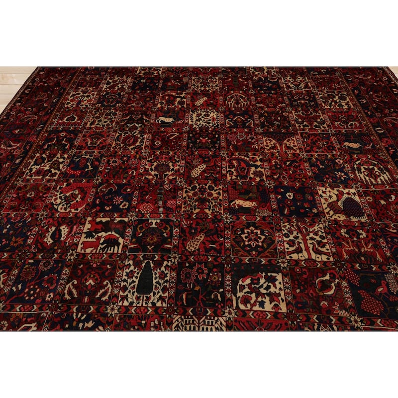 10'8''x13'8'' Hand Knotted Wool Red Bakhtiari Traditional Rug - 10' 8'' x 13' 8''