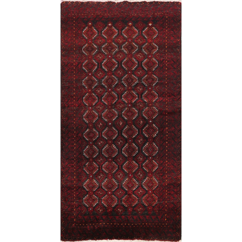 Geometric Balouch Persian Area Rug Wool Hand-knotted Foyer Carpet - 3'3" x 5'6"