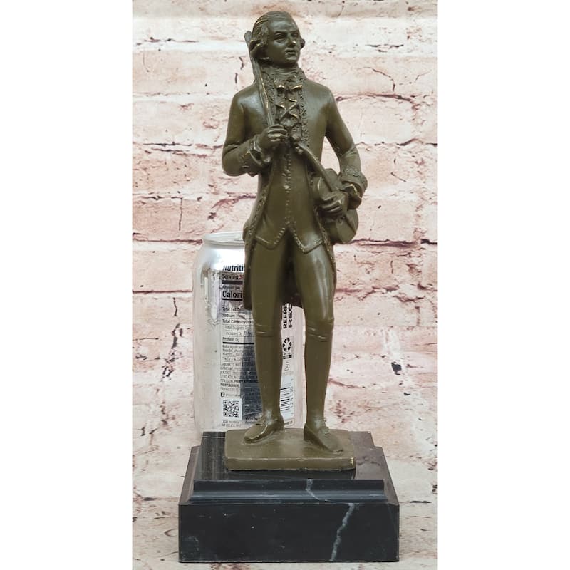Bronze Classical Violinist Figurine Sculpture On Marble Base