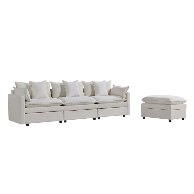 108.66"Chenille L-shaped Sectional Sofa with Convertible Chaise,Comfy Cloud Couch Deep Sectional Sofa with Ottomans