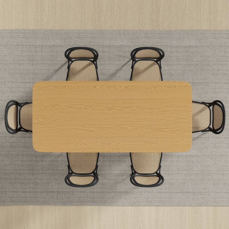 Farmhouse Dining Table Solid Wood Kitchen Table with Arched Legs Square Wood Top for Dining Room & Kitchen - 67"x33.5"