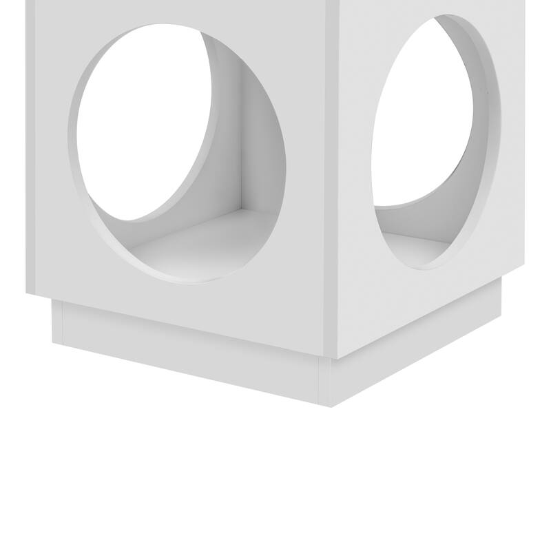 Roomfitters Hollow Double-Layer Cat Station, Multifunctional Pet Furniture for Living & Bed Rooms, Creamy White
