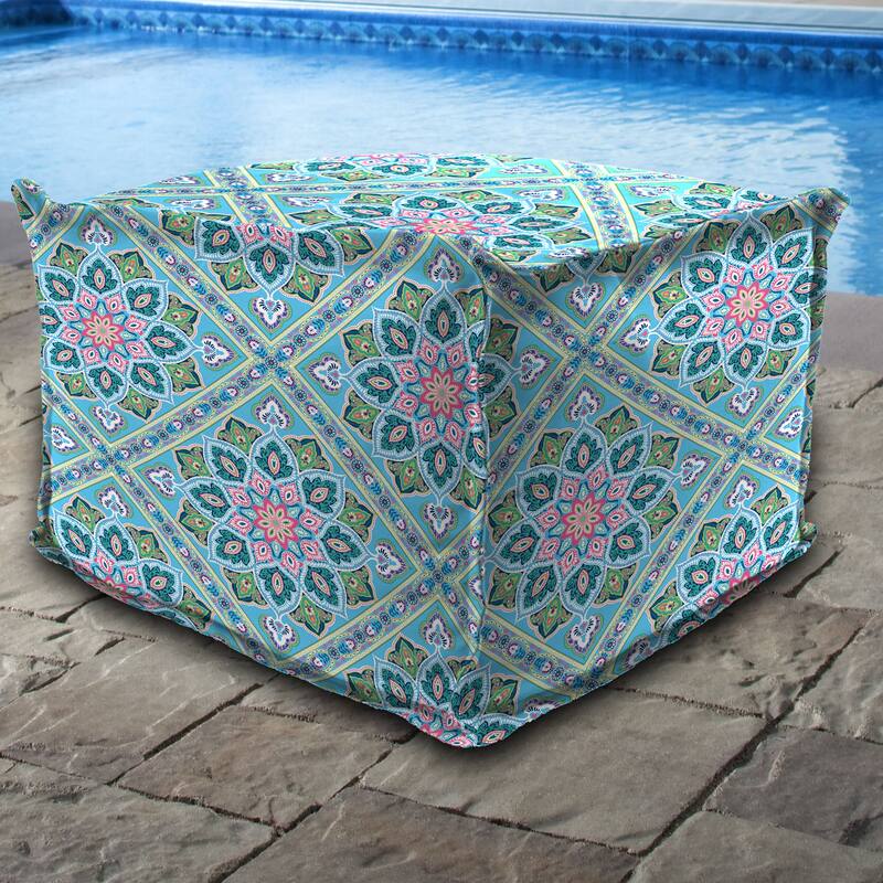 20" x 20" Outdoor Pouf Ottoman with Flange - 20'' L x 20'' W x 15'' H