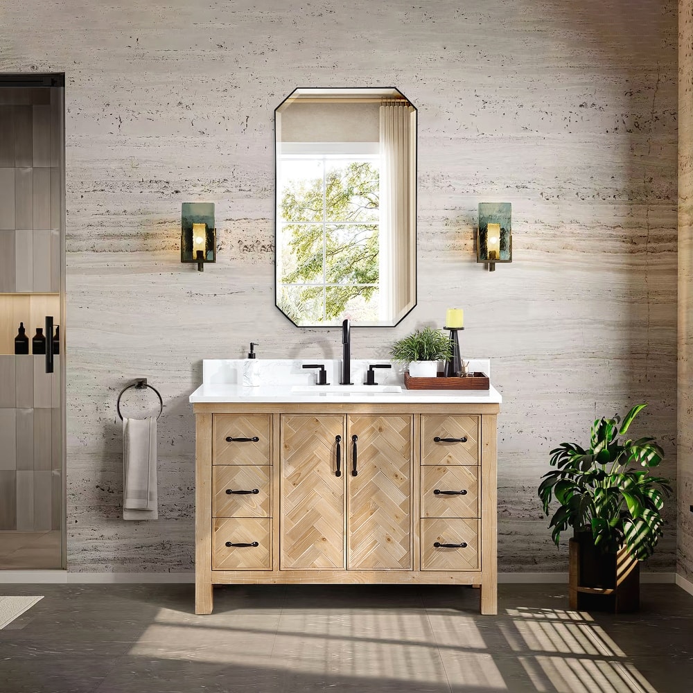 Javier Bath Vanity with Composite Stone Top and Mirror
