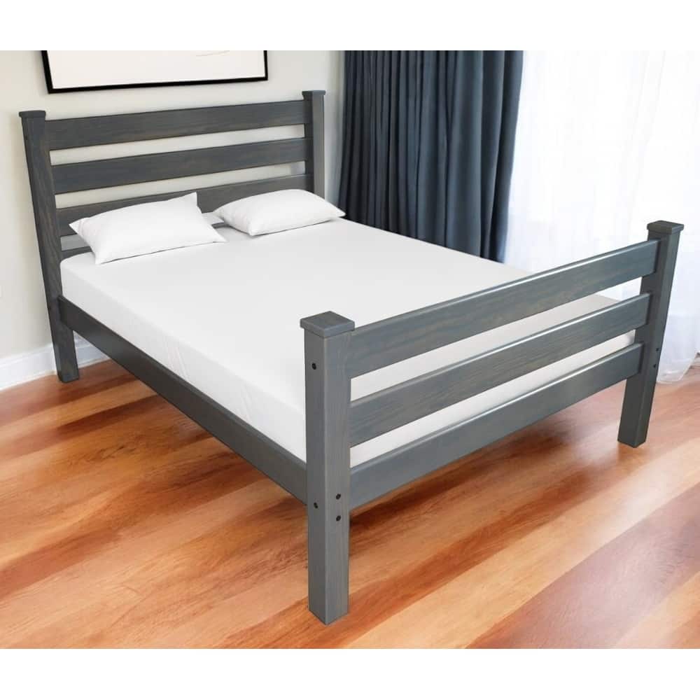 HomeRoots Gray Solid Wood Full Bed Frame