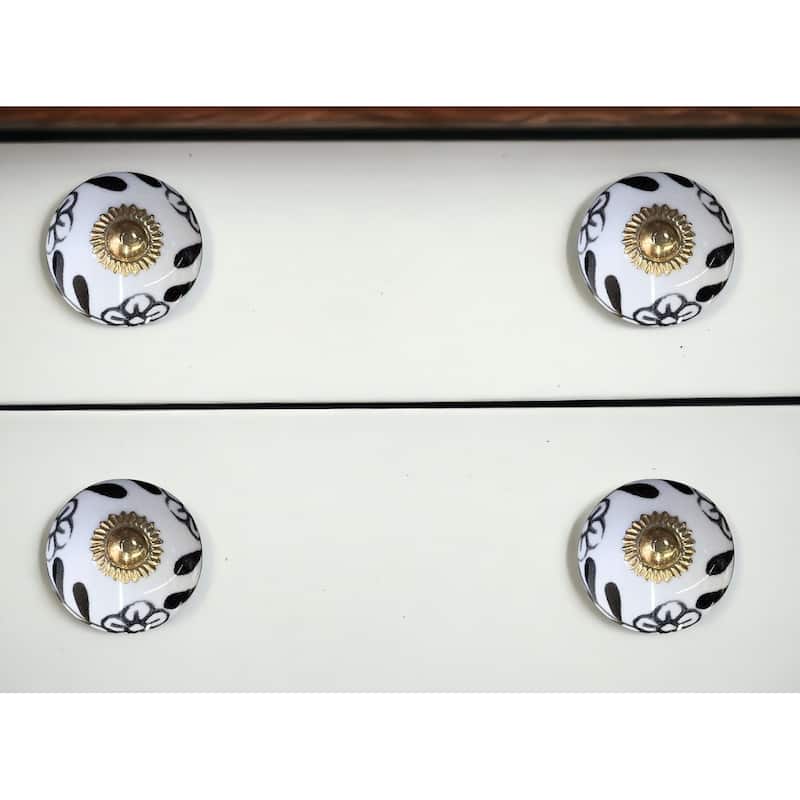 HomeRoots Set of Eight Blue And White Ceramic And Metal Drawer Pull Knobs - 1.5' X '1.5' X '1.5 - White/Blue - 1.5' X '1.5' X '1.5