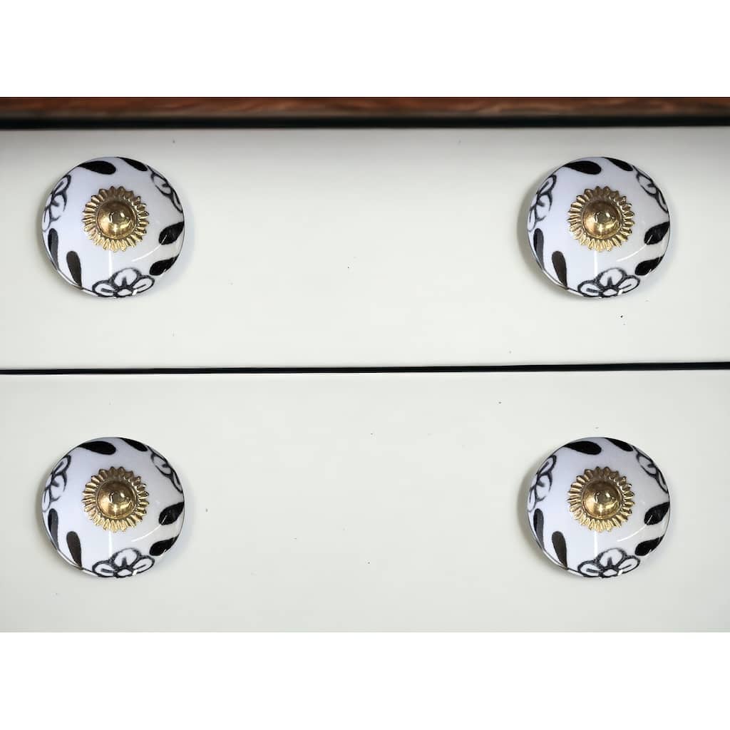 HomeRoots Set of Eight Blue And White Ceramic And Metal Drawer Pull Knobs - 1.5' X '1.5' X '1.5