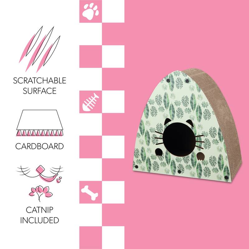 Koko 19" Cardboard Triangle Cat Cave Scratcher with Catnip