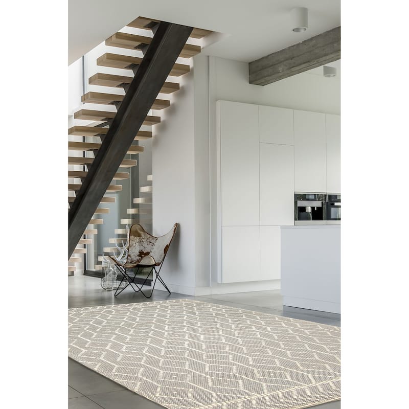 ECARPETGALLERY Braid weave Sienna Grey Wool Rug - 5'2 x 8'2