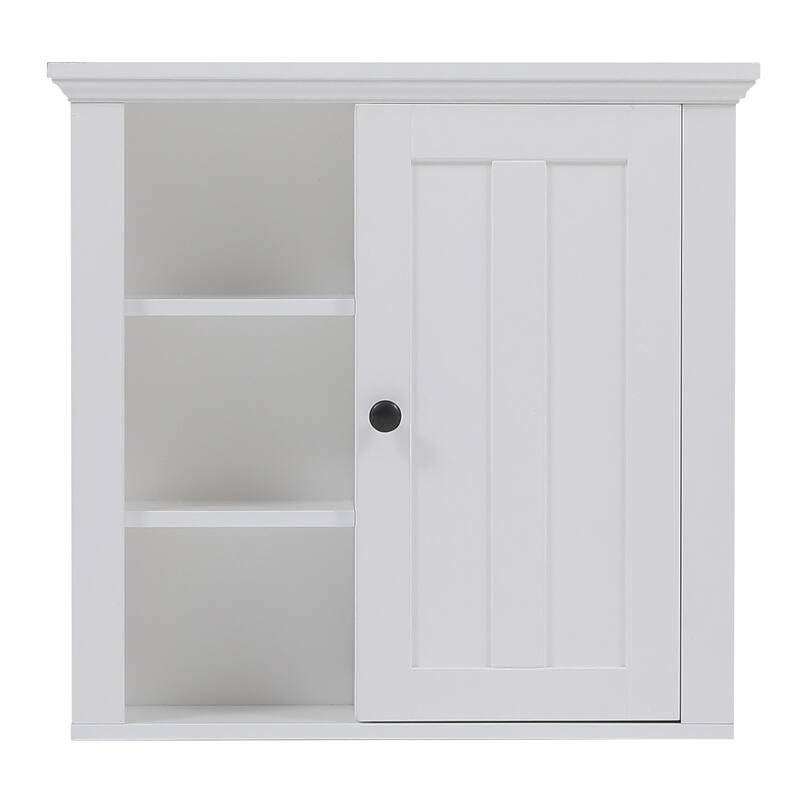 White MDF Wood Bathroom 1-Door Wall Storage Cabinet - 19.96" H x 20.87" W x 5.71" D