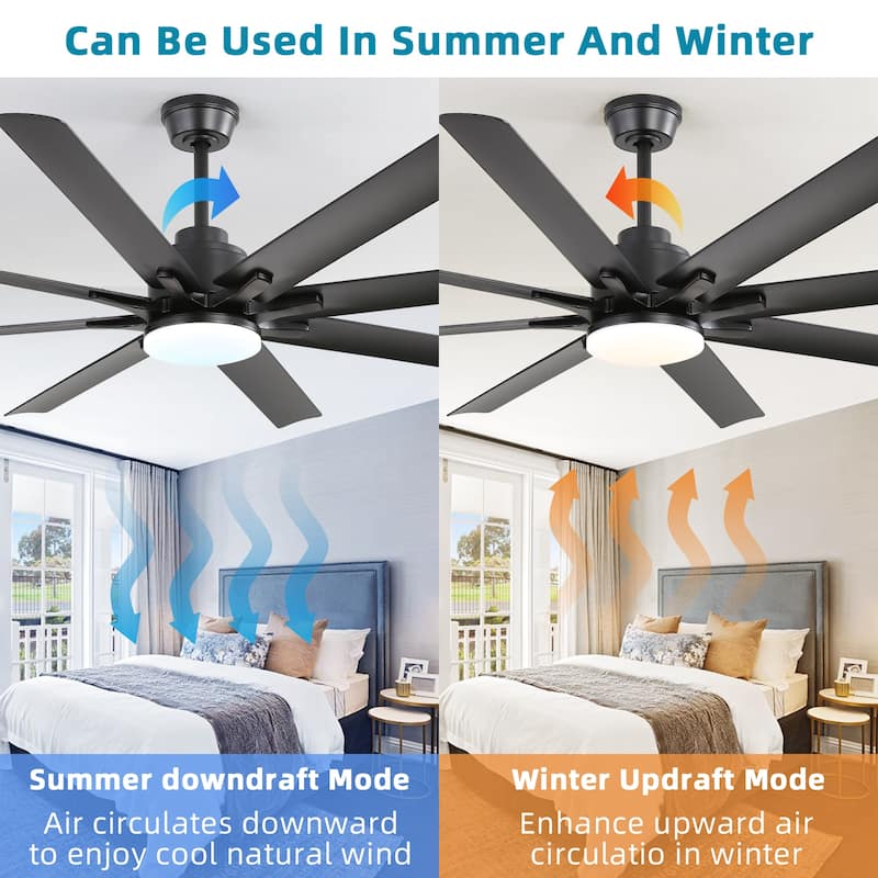 42“/52"/60"/48" Noiseless Walnut Wood Ceiling Fan with Remote Control, Integrated Light Optional