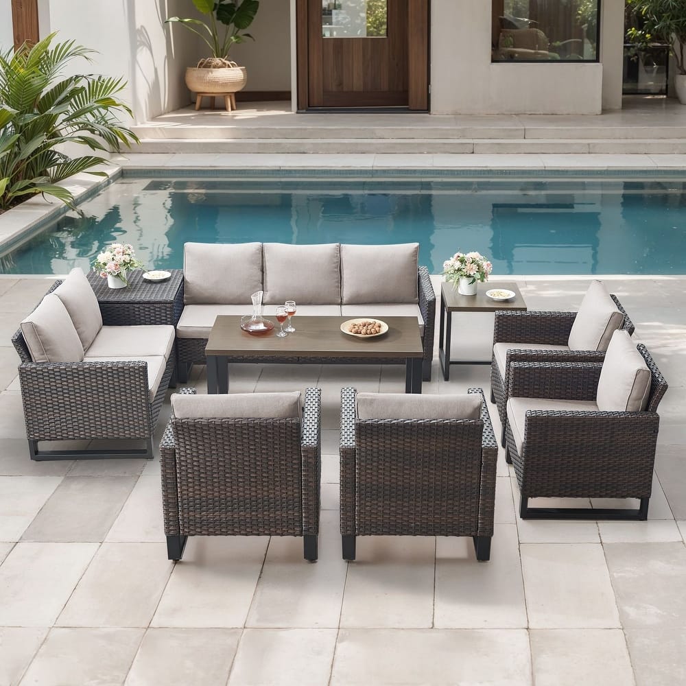 Gymojoy All-Weather Wicker Outdoor Patio Conversation Set Seating Group With Lounge Chairs